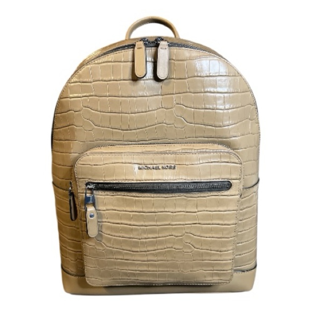 MICHAEL KORS Hudson Crocodile Embossed Leather Commuter Backpack - Natural NWT